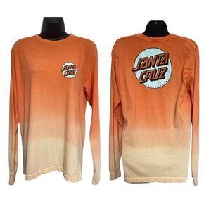 Santa Cruz Skateboards Orange Creamsicle Ombré Long Sleeve Two Sided Tee Shirt M